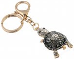 Black Crystal Turtle w/ Moveable Arms & Tail Metal Keychain