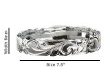 Size 7.5 -6mm Hawaiian Floral Silver Filled Copper Bangle
