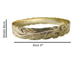 Size 9 -6mm Hawaiian Floral 18K Gold Filled Copper Bangle