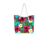 Tropical Floral Beach Tote Bag w/ Zipper 17x12x4", 25/Box, MOQ-4