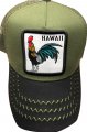 "Hawaii" Rooster Olive Green Polyester Mash Baseball Cap
