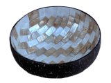 15cm-6" Coconut Bowl w/ Mosaic Shell Inlay