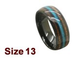(Size 13) 8mm Opal & Koa Wood Black Tungsten Ring
