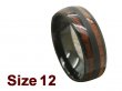 (Size 12) 8mm Koa Wood Black Tungsten Ring
