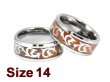 (Size 14) 8mm Trible Pattern Inlay Koa Wood Tungsten Ring
