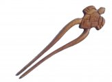 Natural Color Wood Craved Turtle Hairpin, MOQ-12pcs